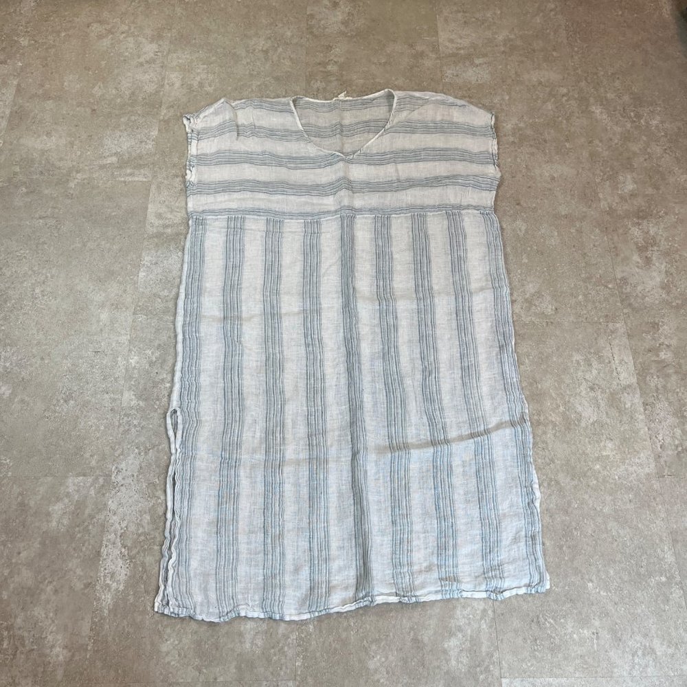 Eileen Fisher Blue and White Striped Maxi Dress